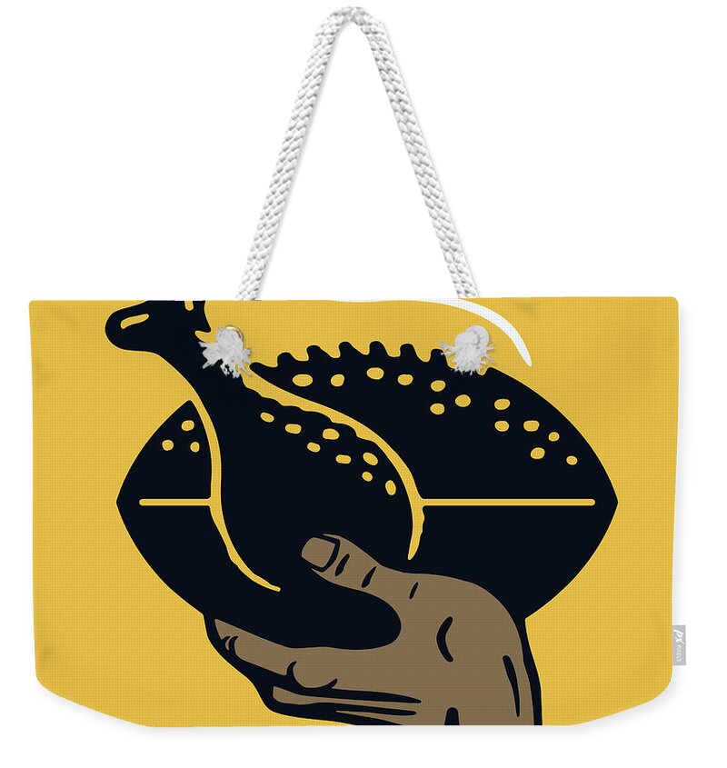 Aroma Weekender Tote Bag featuring the drawing Hand Holding a Football Turkey by CSA Images