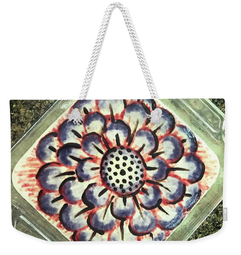 Bread Weekender Tote Bag featuring the photograph Hand Painted Zinnia Sourdough 1 by Amy E Fraser