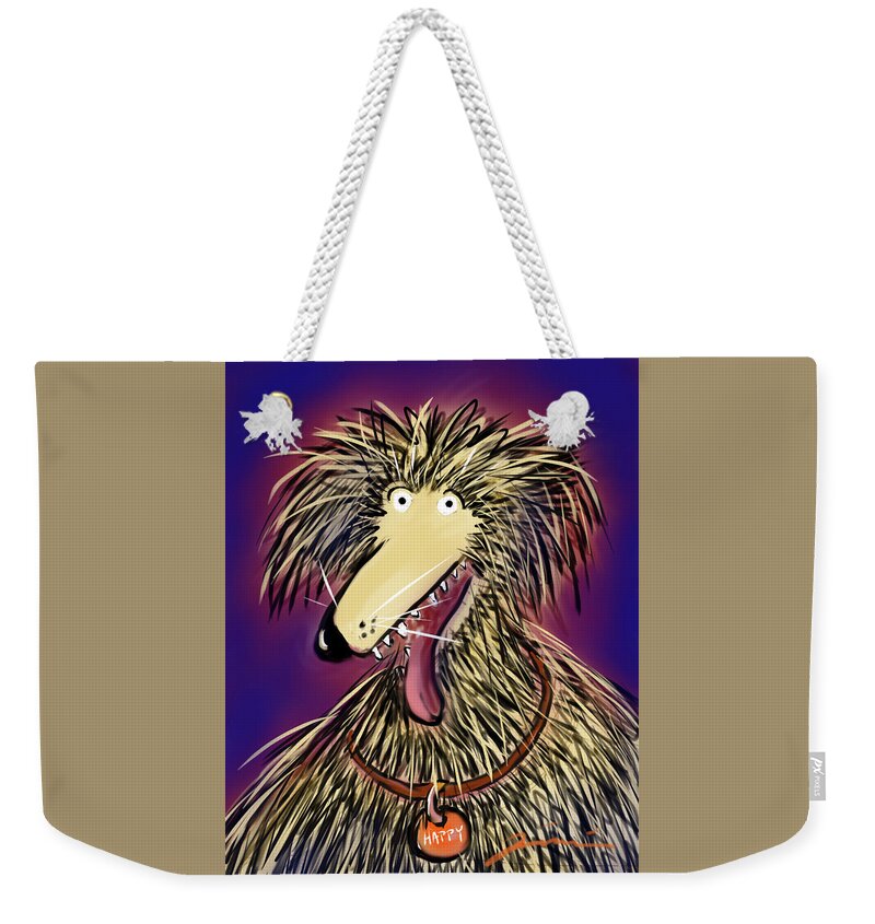 Dog Weekender Tote Bag featuring the painting Happy by Jean Pacheco Ravinski