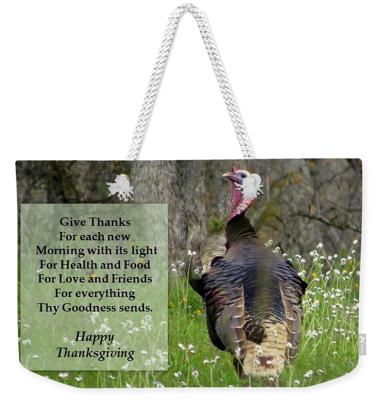 Thanksgiving Weekender Tote Bag featuring the photograph Happy Thanksgiving by Linda Vanoudenhaegen