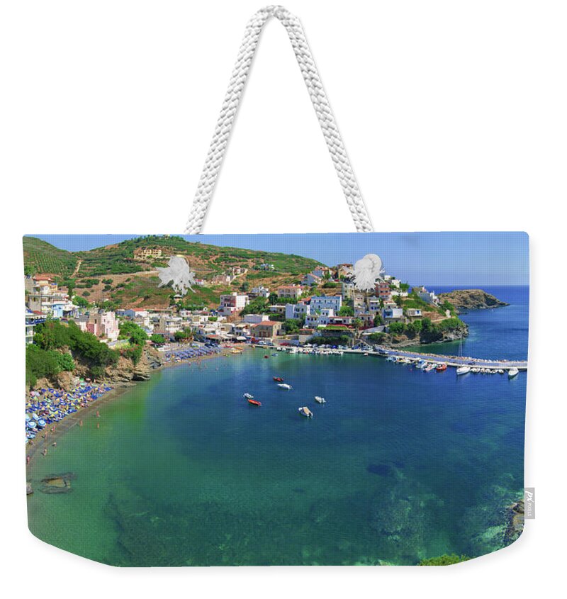 Greece Weekender Tote Bag featuring the photograph Harbor of Bali by Sun Travels