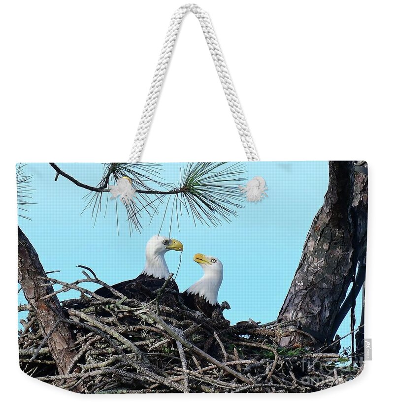 Eagles Weekender Tote Bag featuring the photograph Harriet and M15 looking at each other by Liz Grindstaff