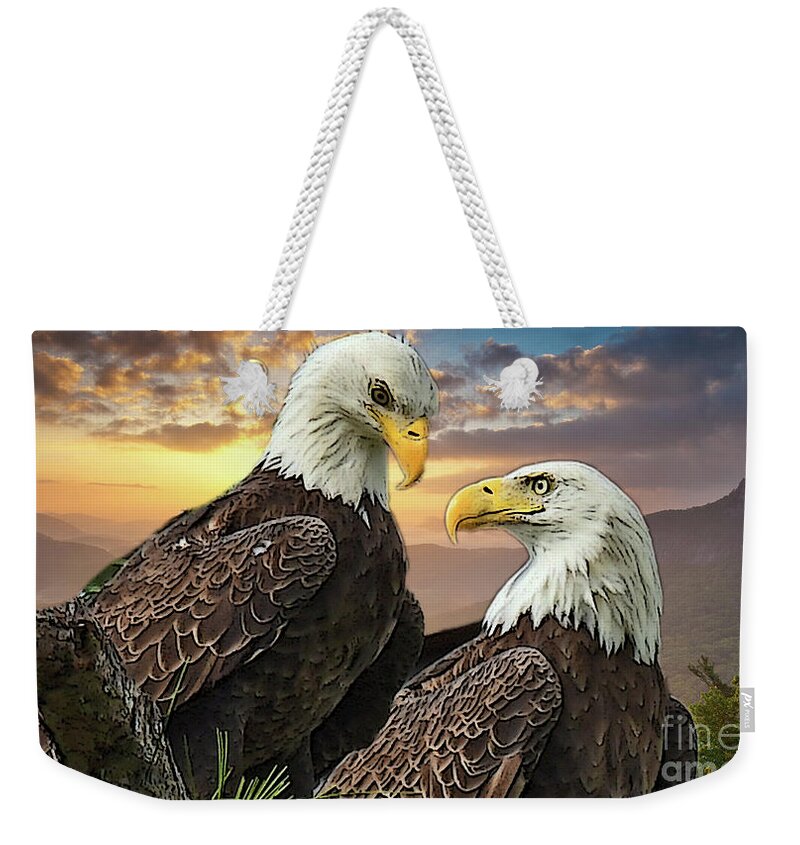 Bald Eagles Weekender Tote Bag featuring the photograph Harriet and M15 when I look into your eyes by Liz Grindstaff