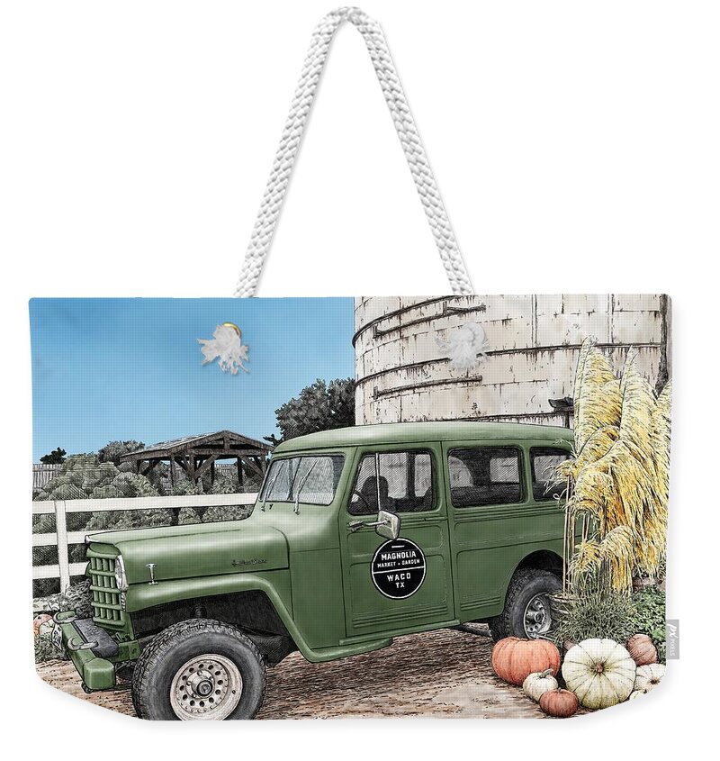 Magnolia Weekender Tote Bag featuring the digital art Harvest at Magnolia by Rick Adleman