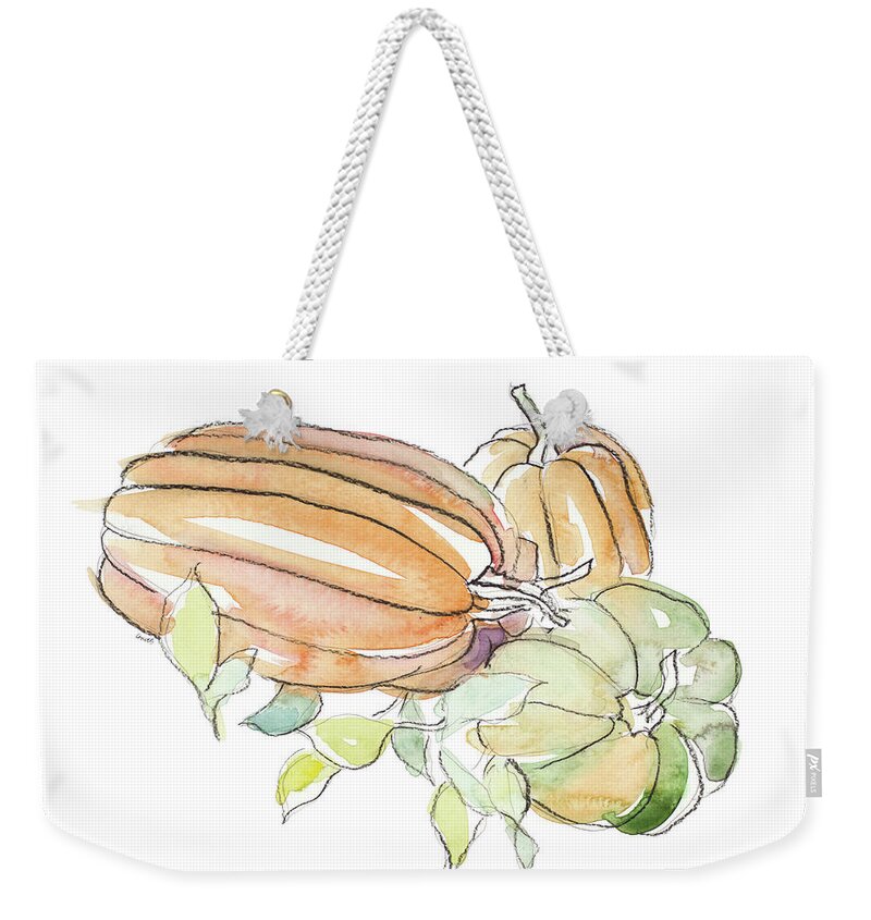 Harvest Weekender Tote Bag featuring the mixed media Harvest Pumpkin And Squash I by Lanie Loreth