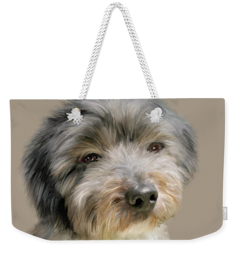 Puppy Weekender Tote Bag featuring the digital art Havanese Puppy by Diane Chandler