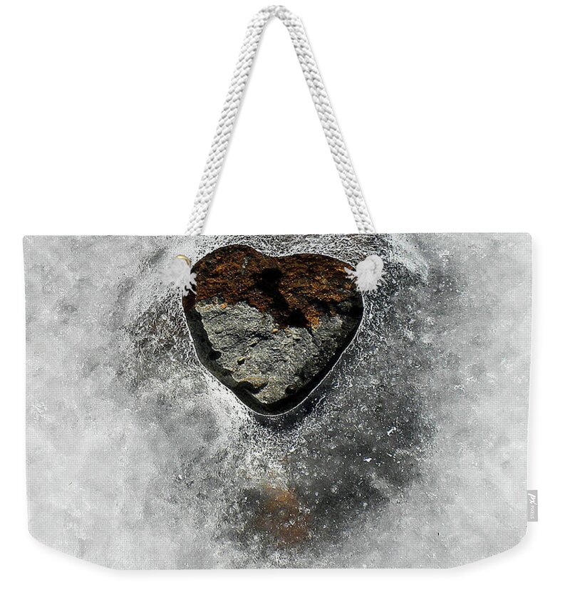 Frozen Heart Ice Weekender Tote Bag featuring the photograph Heart on Ice by Neil Pankler
