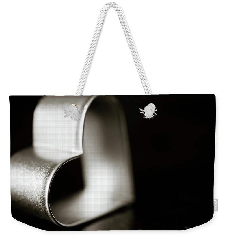 Woodbridge Weekender Tote Bag featuring the photograph Heart Shaped Cookie Cutter by Samantha Wesselhoft Photography