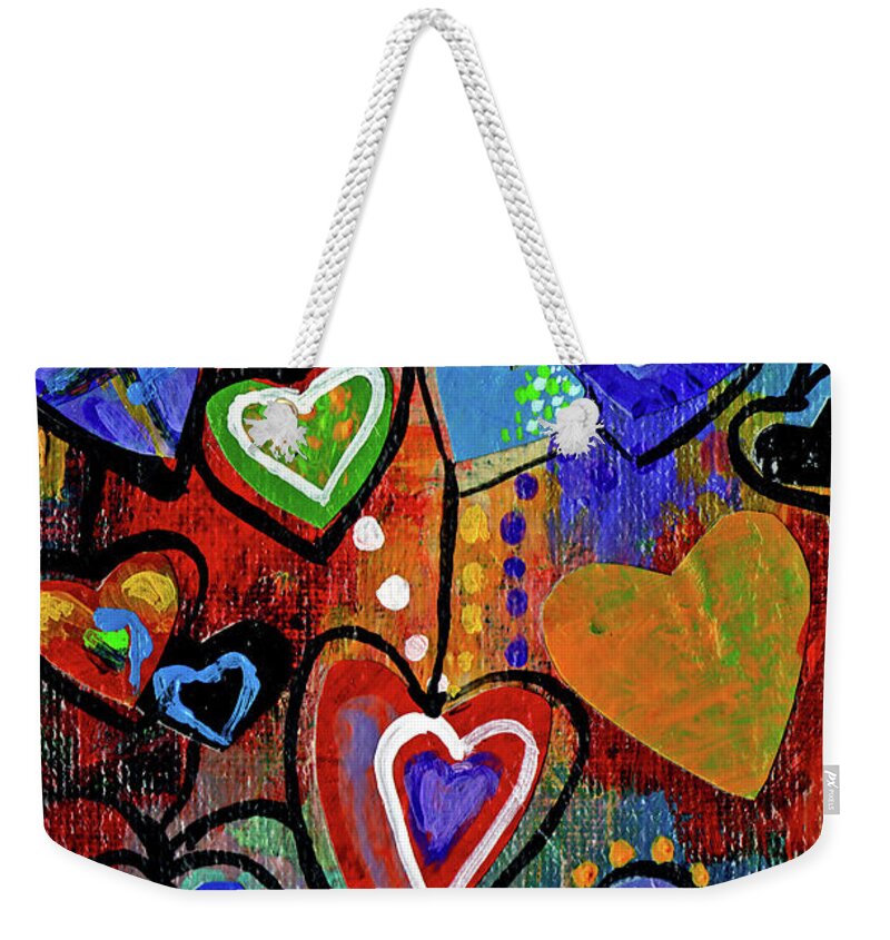 Heart Weekender Tote Bag featuring the painting Heart strings by Genevieve Esson