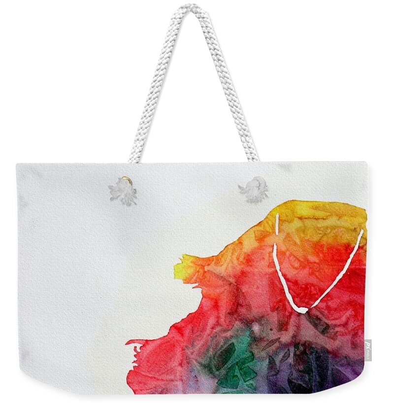 Yellow Weekender Tote Bag featuring the painting He Comes In Colors Watercolor by Kimberly Walker