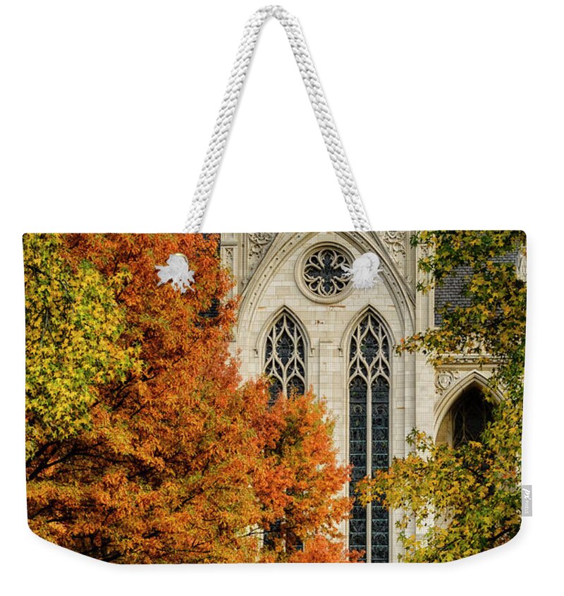 Heinz Chapel Weekender Tote Bag featuring the photograph Heinz Chapel Autumn Trees by Thomas R Fletcher