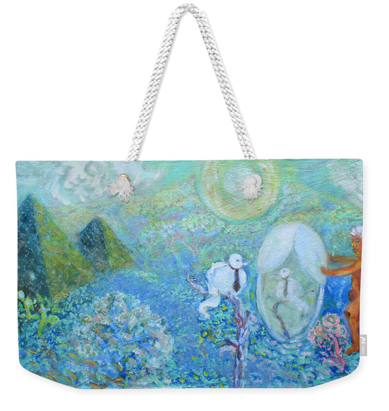  Weekender Tote Bag featuring the painting Helpful by Elzbieta Goszczycka