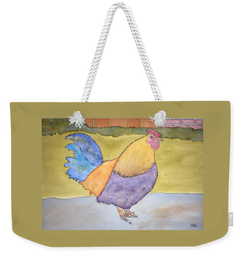 Watercolor Weekender Tote Bag featuring the painting Hen of Lore by John Klobucher