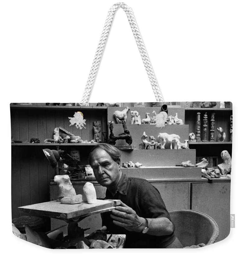 Artist Weekender Tote Bag featuring the photograph Henry Moore by Sanford Roth
