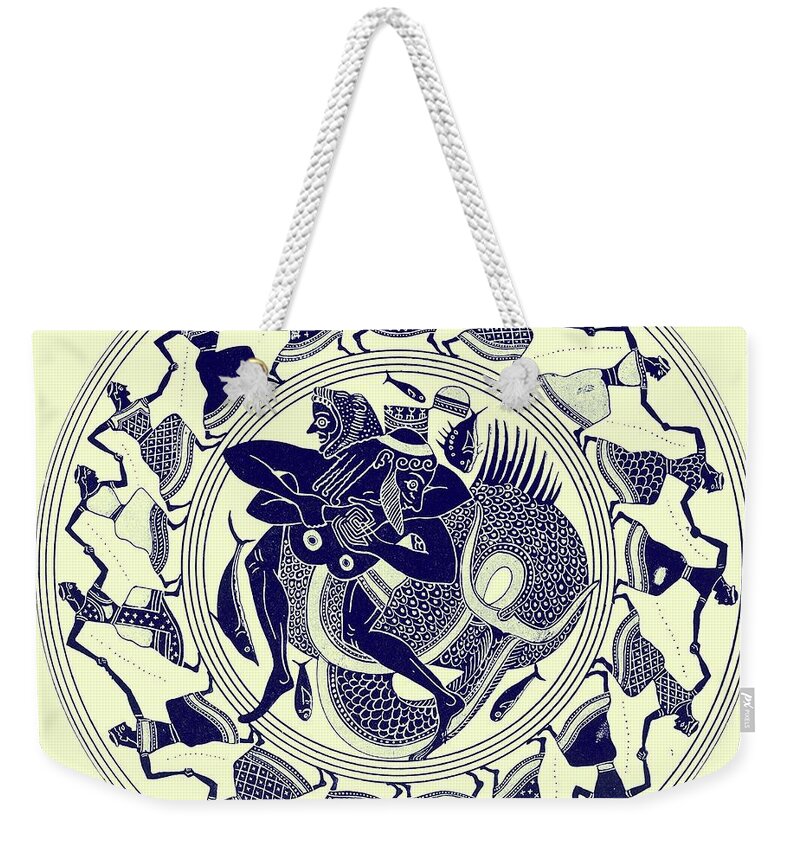 Herakles Wrestling With Triton Weekender Tote Bag featuring the drawing Herakles Wrestling With Triton by English School