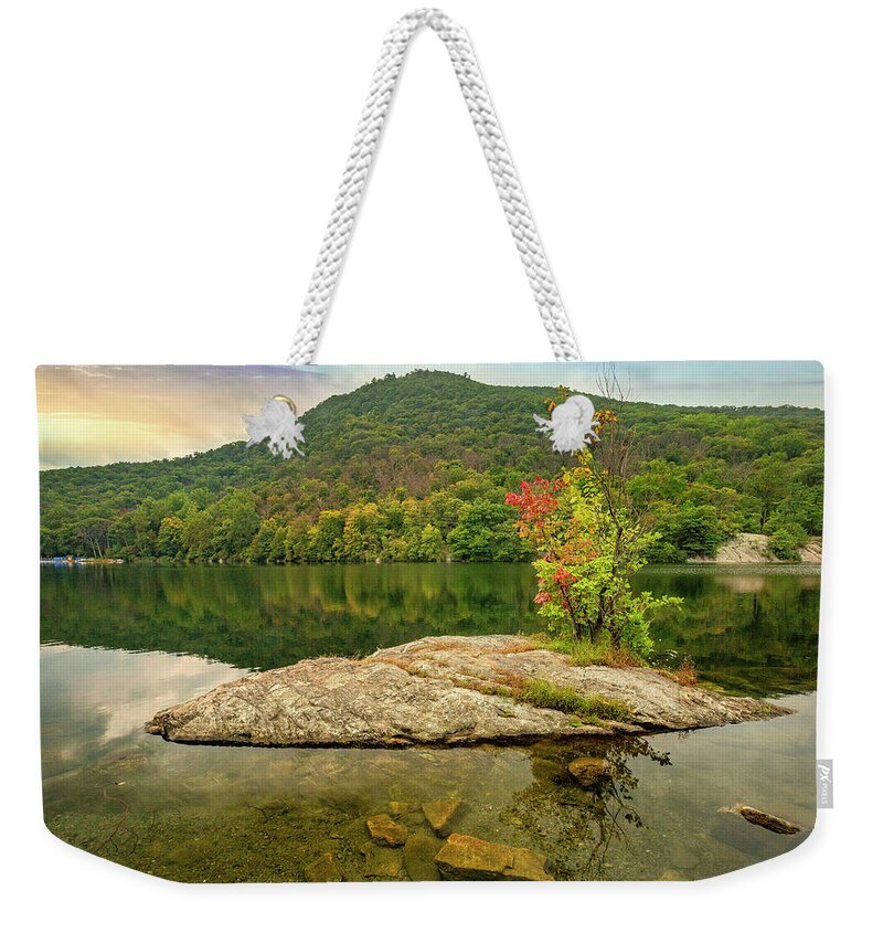 Estock Weekender Tote Bag featuring the digital art Hessian Lake, Bear Mountain, Ny by Claudia Uripos