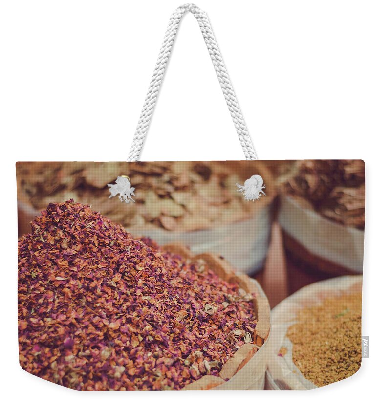 Egypt Weekender Tote Bag featuring the photograph Hibiscus Fruit Leaves Shredded With by Sherif A. Wagih (s.wagih@hotmail.com)