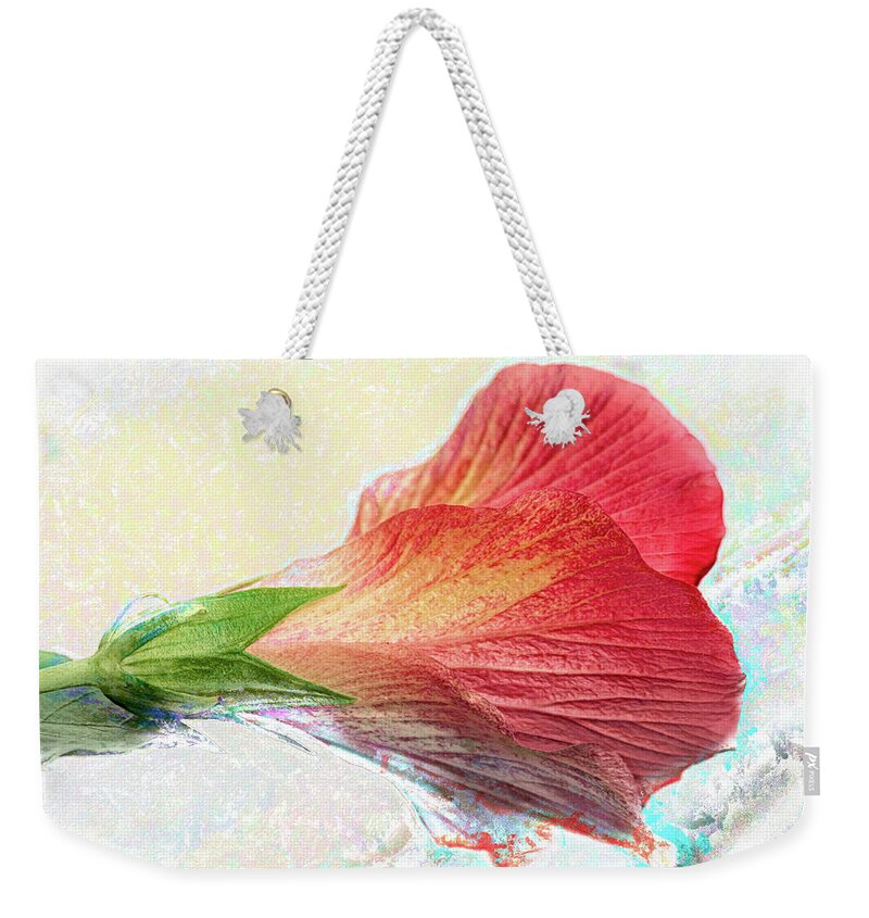 Hibiscus Spilled Paint Weekender Tote Bag featuring the photograph Hibiscus Spilled Paint by Debra Martz