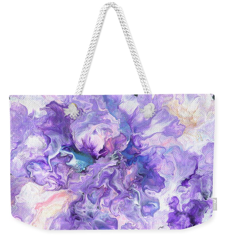 Pansy Weekender Tote Bag featuring the painting Hidden Pansy by Marlene Book