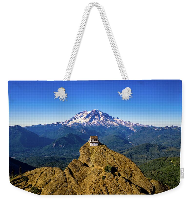 Mount Rainier Weekender Tote Bag featuring the photograph High Rock Clear by Clinton Ward