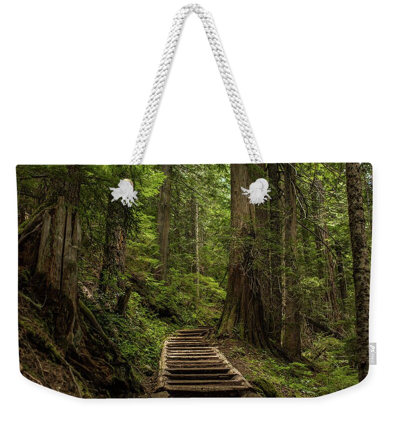 Hiking Trail Weekender Tote Bag featuring the photograph Hiking in Mt. Rainier, Washington by Julieta Belmont