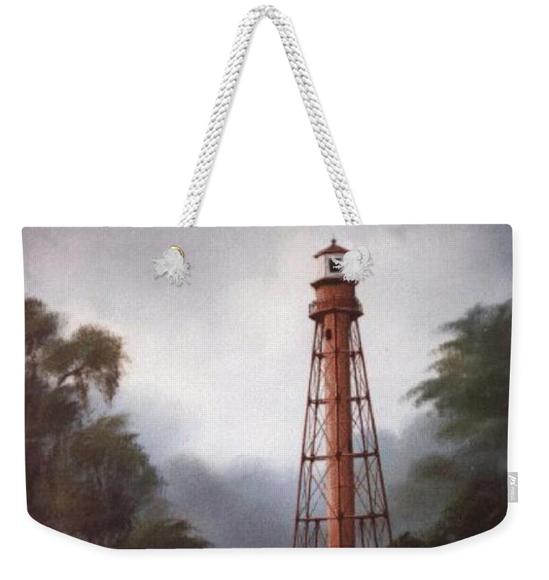 Hilton Head Lighthouse Weekender Tote Bag featuring the painting Hilton Head Rear Range Lighthouse South Carolina by Teresa Trotter