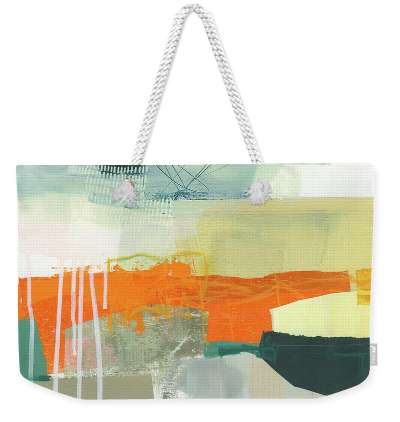 Abstract Art Weekender Tote Bag featuring the painting Hitting The Fan #5 by Jane Davies