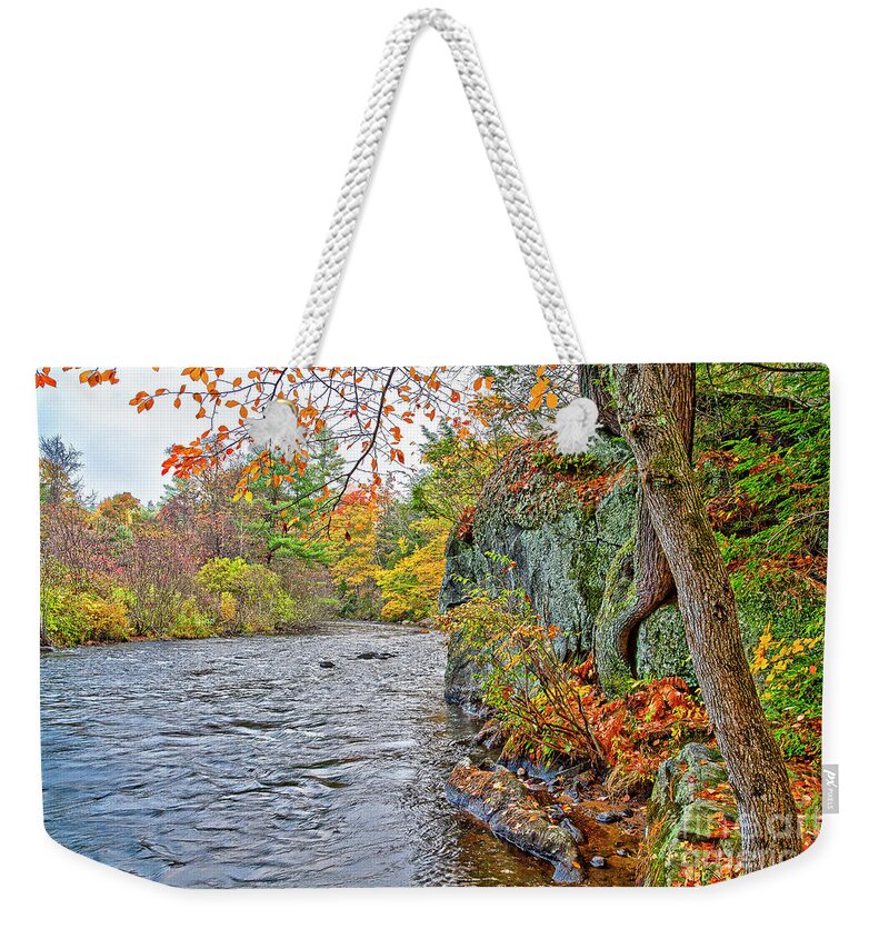 Farmington River Weekender Tote Bag featuring the photograph Hogback Dam Pool by Tom Cameron