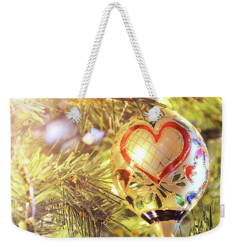 Aglow Weekender Tote Bag featuring the photograph Holiday Hearts by Jamart Photography