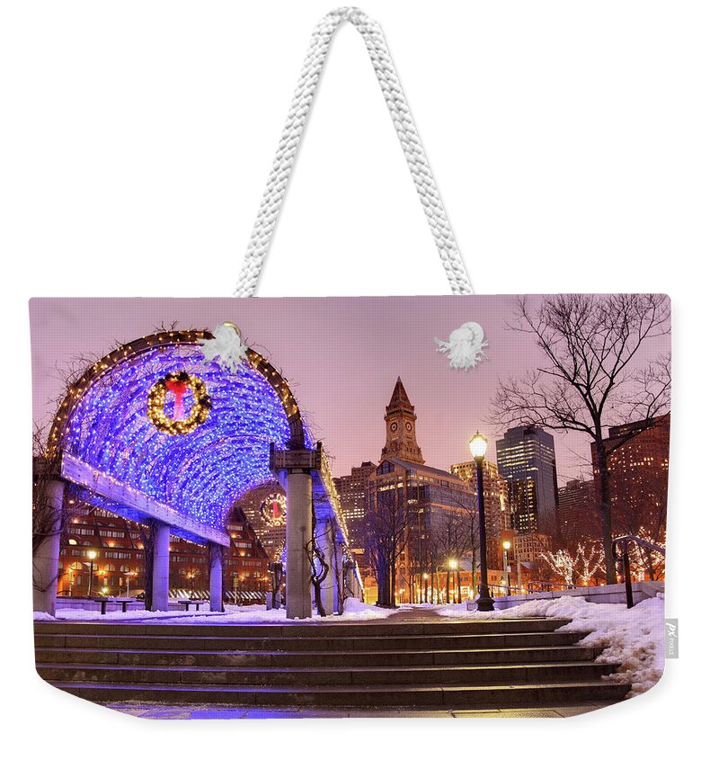 Downtown District Weekender Tote Bag featuring the photograph Holidays In Boston by Denistangneyjr