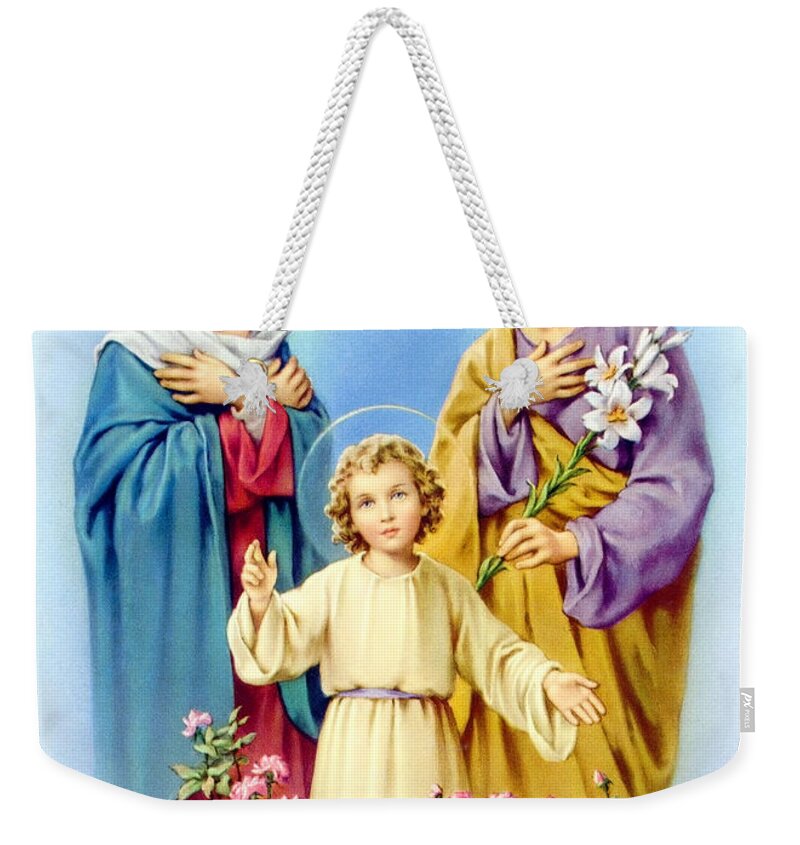 Roses Weekender Tote Bag featuring the photograph Holy Family and Roses by Munir Alawi