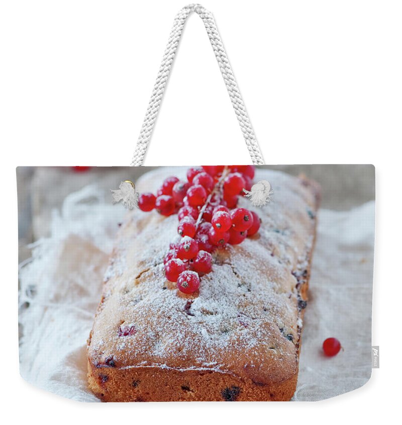 Red Currant Weekender Tote Bag featuring the photograph Homemade Cake With Redcurrant by Oxana Denezhkina