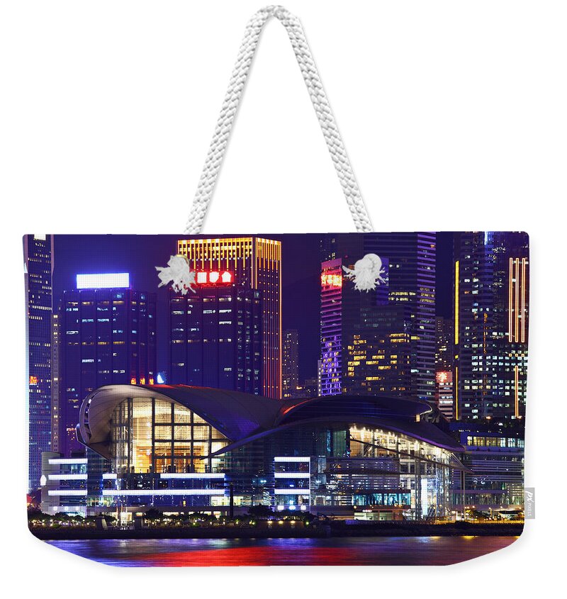 Corporate Business Weekender Tote Bag featuring the photograph Hong Kong Island At Night by Ngkaki