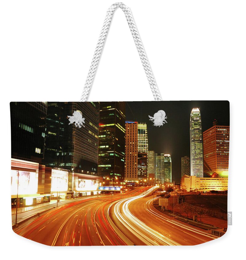 Land Vehicle Weekender Tote Bag featuring the photograph Hong Kong Night by Mikelukphotography