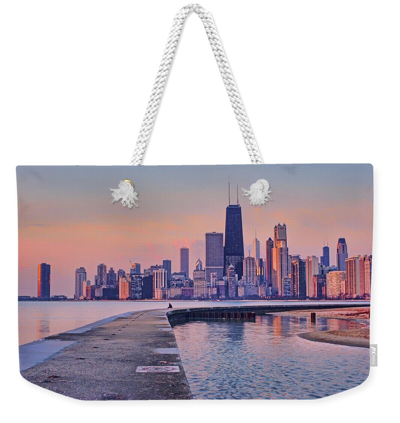 Hook Pier Weekender Tote Bag featuring the photograph Hook Pier - North Avenue Beach - Chicago by Nikolyn McDonald