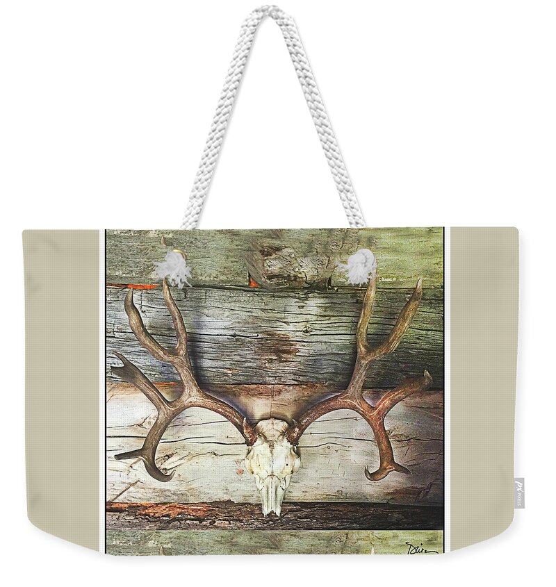 Skull Weekender Tote Bag featuring the photograph Horns by Peggy Dietz