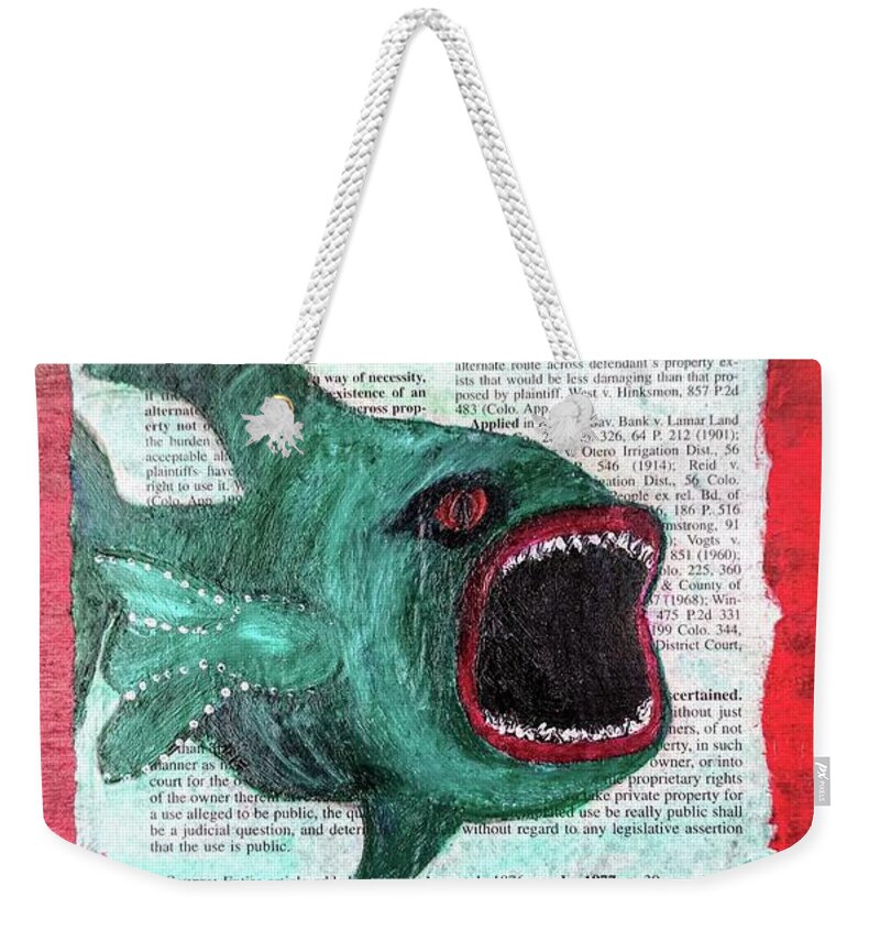 Oil Weekender Tote Bag featuring the painting Horror by Misty Morehead
