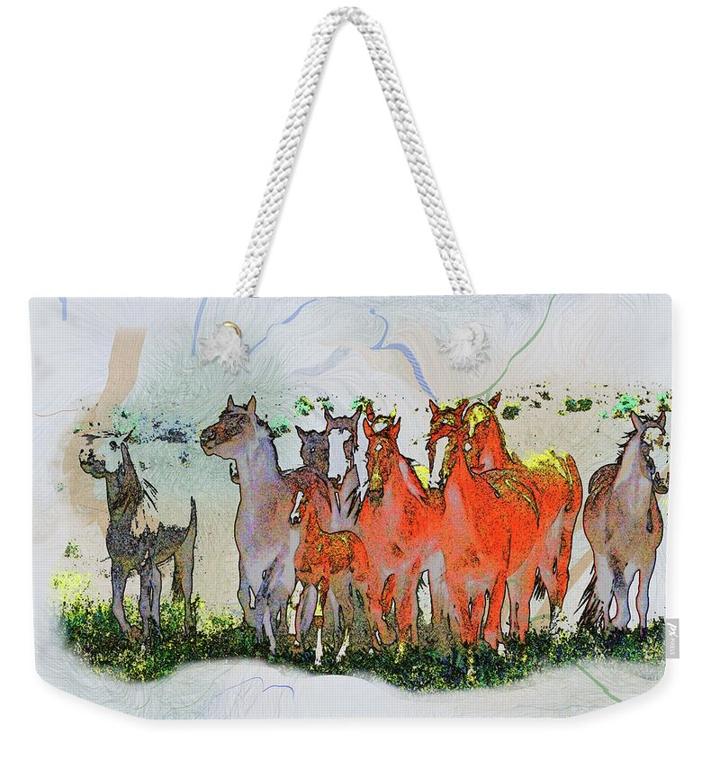 Horses Running Weekender Tote Bag featuring the photograph Horsing Around #6 by Kae Cheatham
