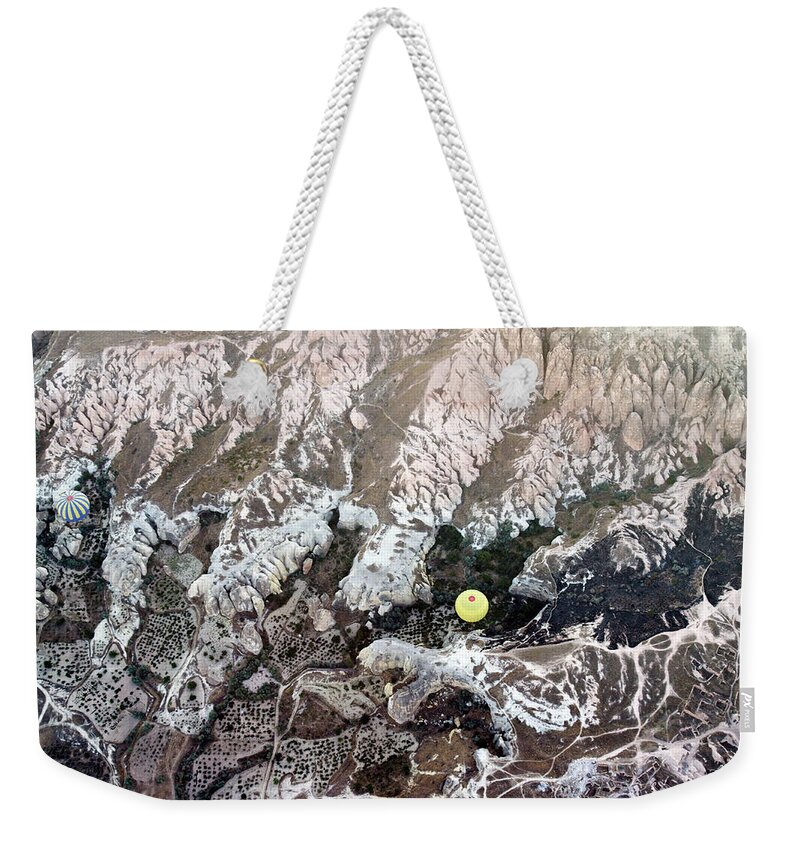 Geology Weekender Tote Bag featuring the photograph Hot-air Balloons Over Cappadocia by Wu Swee Ong