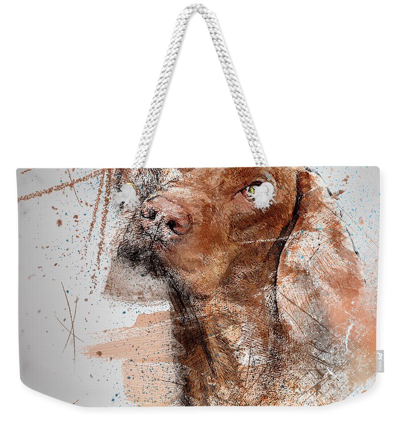 Dog Weekender Tote Bag featuring the digital art Hound Dog by Rob Smith's