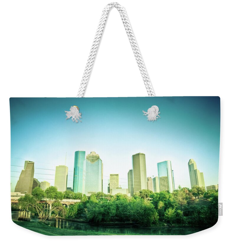 Scenics Weekender Tote Bag featuring the photograph Houston Skyline Downtown Skyscraper by Moreiso