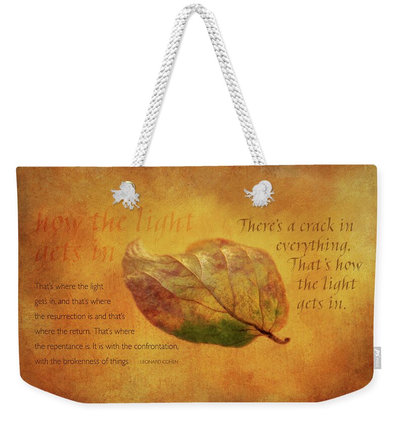 Photography Weekender Tote Bag featuring the digital art How Light Gets In by Terry Davis