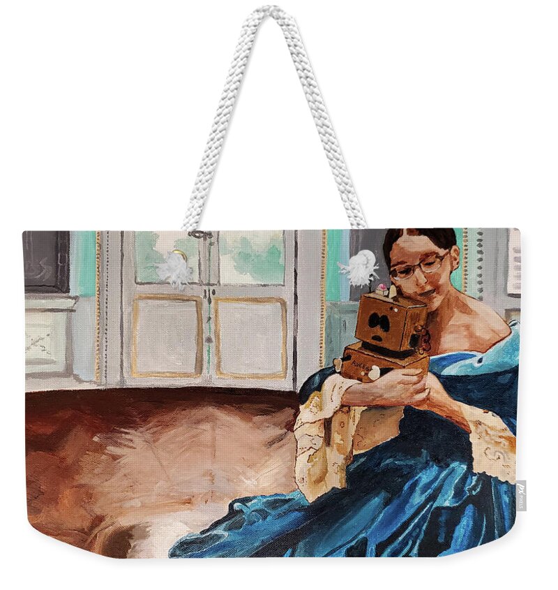 Acrylic Weekender Tote Bag featuring the painting Hugs Are Awesome-O by Annalisa Rivera-Franz