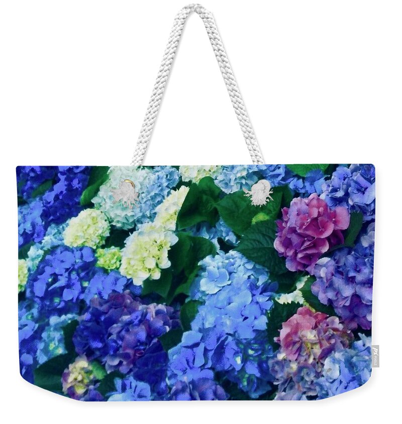 Photo Stream Weekender Tote Bag featuring the photograph Hydrangeas to the Left by Debra Grace Addison