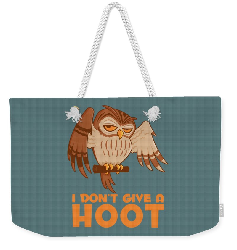 Bird Weekender Tote Bag featuring the digital art I Don't Give A Hoot Owl by John Schwegel