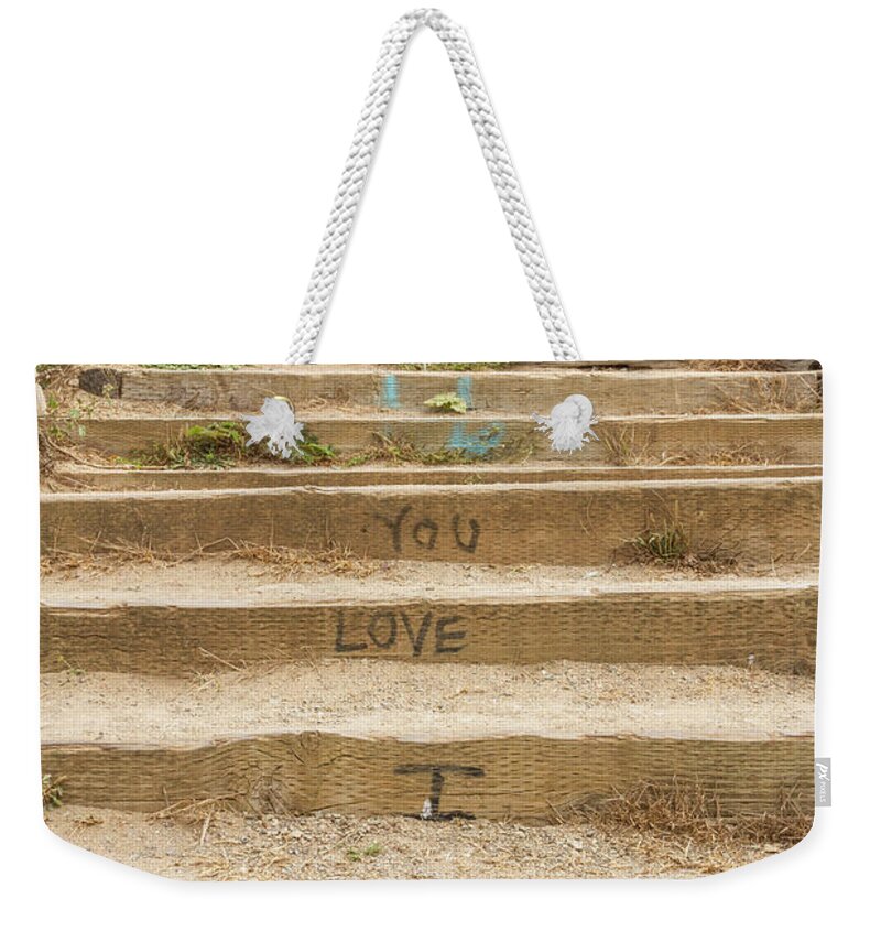 I Love You Steps San Francisco Weekender Tote Bag featuring the photograph I Love You Steps San Francisco by Bonnie Follett