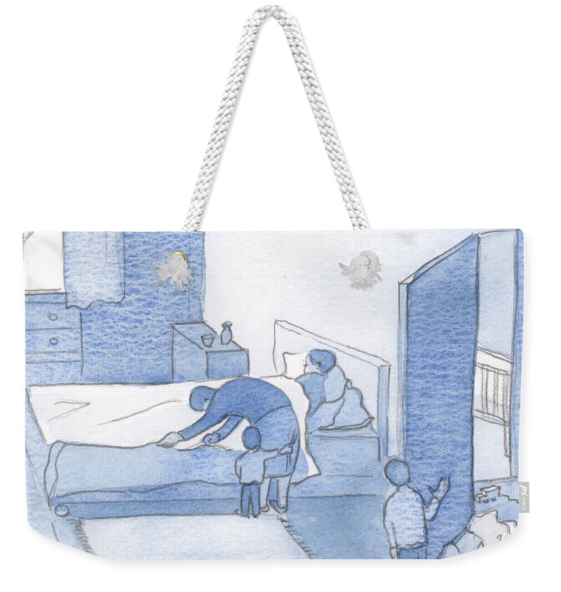 Will Of God Weekender Tote Bag featuring the painting I Remember Steeling My Will, And Feeding On Christ For Survival, In Order To Do My Daily Duties by Elizabeth Wang