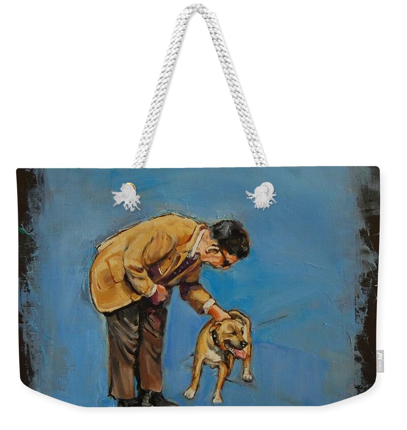 Dog Weekender Tote Bag featuring the painting I Said Fetch by Jean Cormier