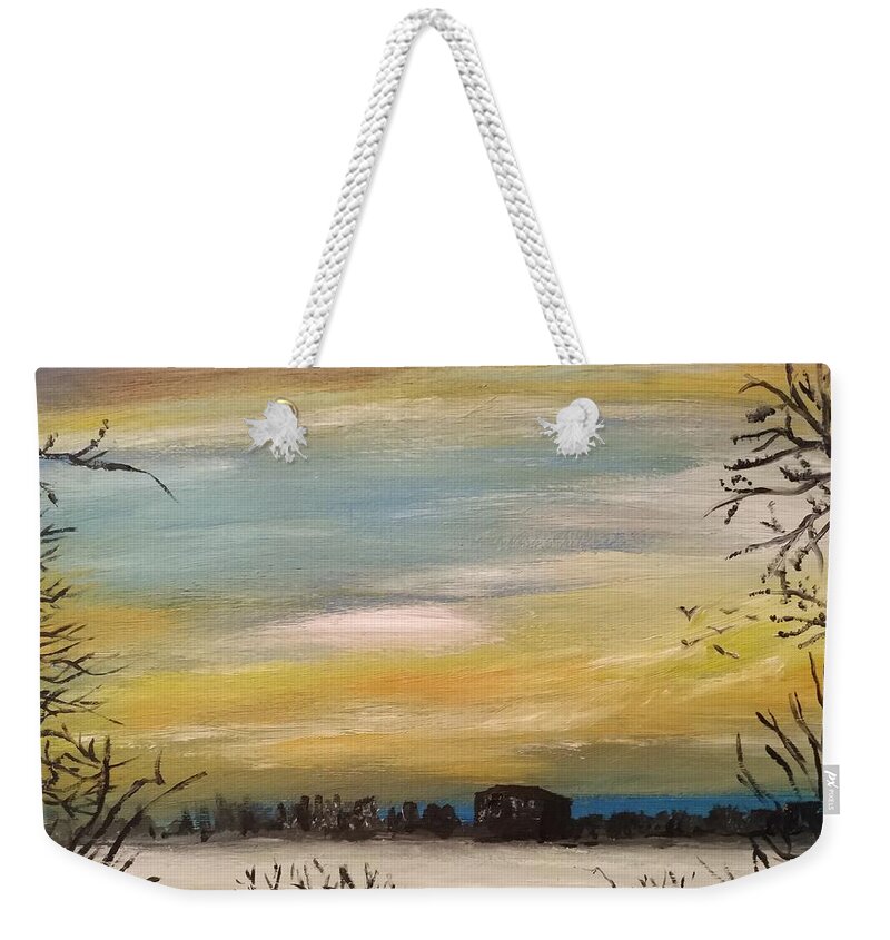 Nature Weekender Tote Bag featuring the painting I See The Rising Fog by Abbie Shores