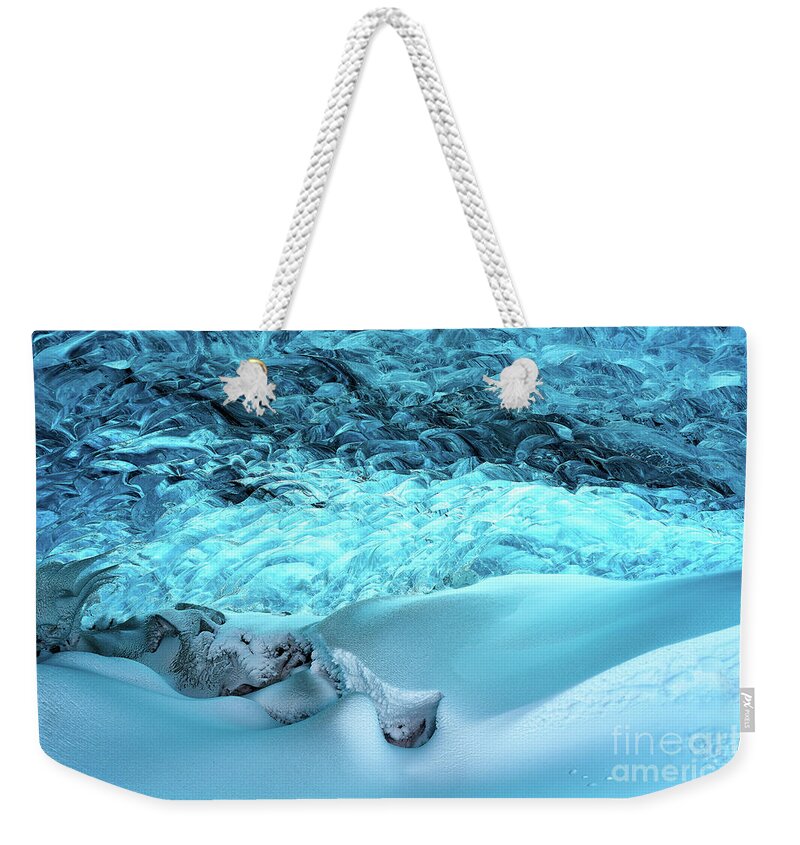 Underwater Weekender Tote Bag featuring the photograph Ice Cave Sculptures by Mark Connell